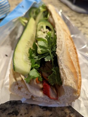 Veggie combination banh mi at Đông Hưng Viên Bakery in Westminster