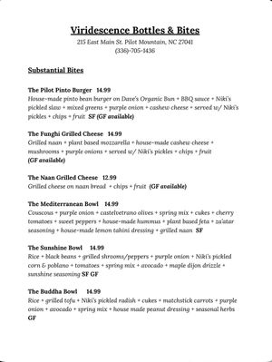  at Viridescence Bottles and Bites in Pilot Mountain