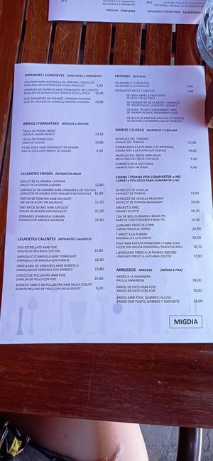 Menu 2023 at Restaurant Nicanor in Deltebre