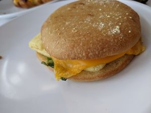 Breakfast English muffin sandwich at To Live For in Vancouver