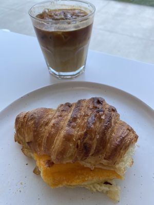 Coffee and croissant   at To Live For in Vancouver