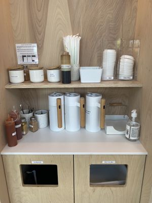 I love this condiment station. So many great options to add to coffee/ food    at To Live For in Vancouver