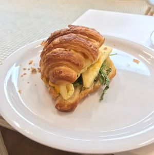 Croissant brkfst sammie  at To Live For in Vancouver