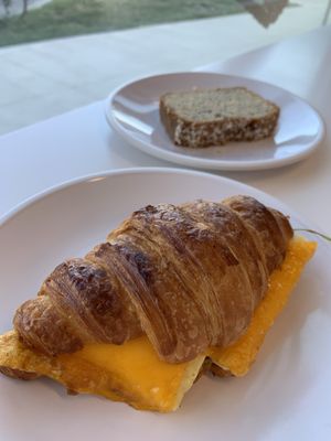 Breakfast sandwich and lemon coconut loaf  at To Live For in Vancouver