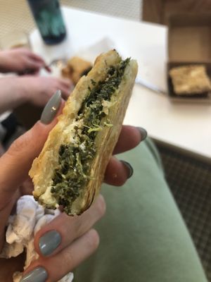 Inside the spanakopita  #Veganuary at To Live For in Vancouver