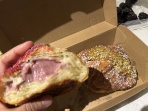 Raspberry croissant 🥐 with raspberry filling wow 🤩   at To Live For in Vancouver