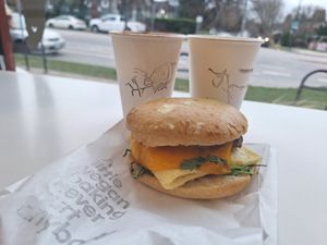 English muffin breakfast sandwich at To Live For in Vancouver