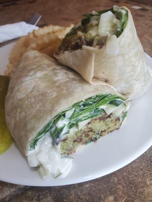 Falafel wrap with fries at Izenberg's in Conshohocken