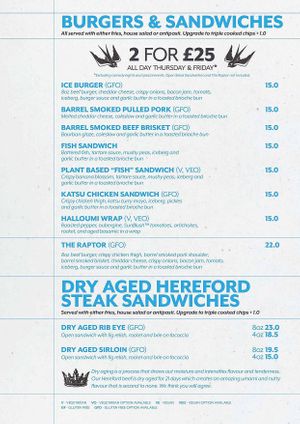Burgers & Sandwiches Menu at Ice  in Bury St Edmunds