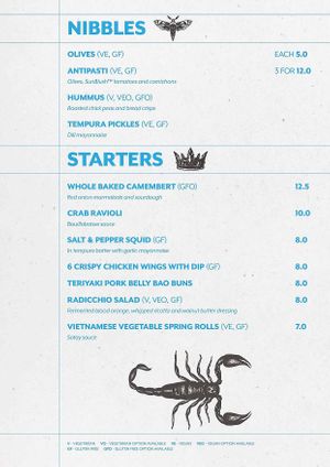 Nibbles & Starters Menu at Ice  in Bury St Edmunds