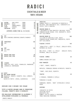 Dicembre 2022 Menu at Radici Cocktails & Beer in Albano Laziale