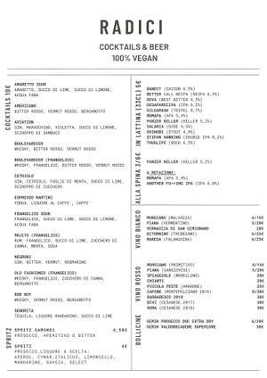 Dicembre 2022 Menu at Radici Cocktails & Beer in Albano Laziale