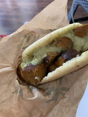 Arepa Chorizo Vegano  at Yizak Vegan Food in Santiago