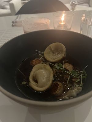 Winter Vegetable Dumpling in Mushroom Brodo    at Yellow Door Bistro in Calgary
