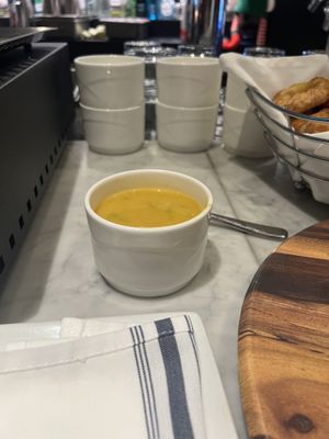 Potato leek soup (Vegan) | Sunday brunch buffet   at Yellow Door Bistro in Calgary