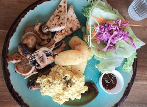 Grilled Mushroom with Sticky Rice - vegan version at The Living Story Cafe in Enmore