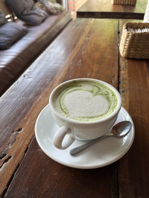 Matcha latte with soy milk  at The Muffin Man in Siem Reap