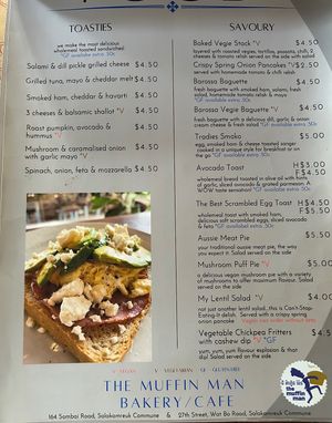 part of the menu  at The Muffin Man in Siem Reap