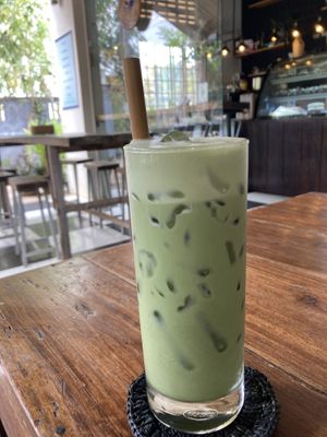 Oat milk matcha  at The Muffin Man in Siem Reap