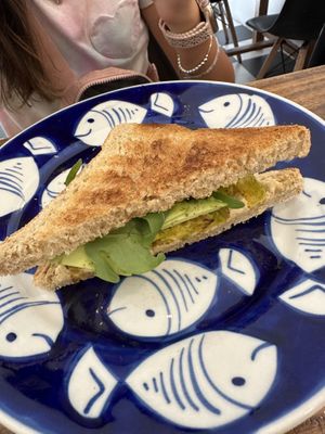Half my avocado pumpkin  toastie (yum!) #Veganuary at The Muffin Man in Siem Reap
