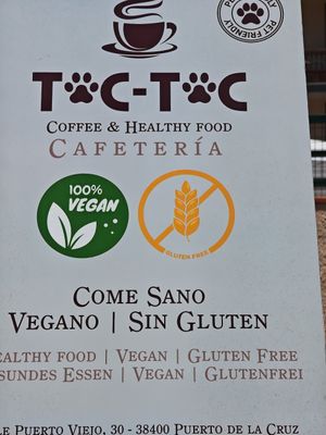 The food is 100% vegan. at Toc Toc in Tenerife