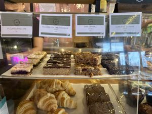 Tons of vegan pastry options   at The Greenery Natural Kitchen in North London