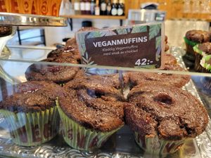 Vegan chocolate muffins at Condeco in Gothenburg