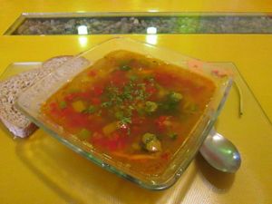 Vegan soup at Tierra Sana in La Paz