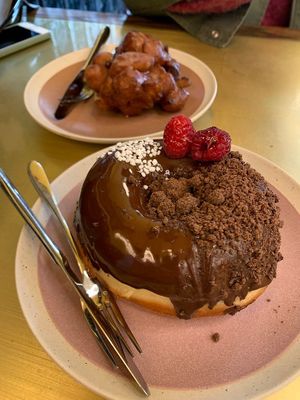 3D chocolate donut and apple something at Holy Donut - Vilniaus in Vilnius
