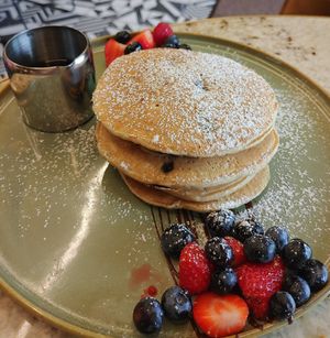 American style vegan pancakes at Holy Donut - Vilniaus in Vilnius
