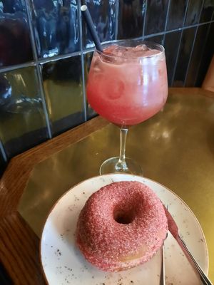 Rasberry donut and rasberry lemonade at Holy Donut - Vilniaus in Vilnius