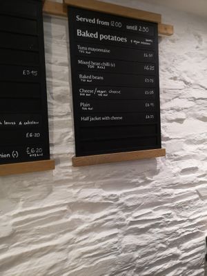 Baked potato options at Crofters Cafe in Truro