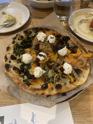 Butternut squash pizza with almond ricotta   at True Food Kitchen in Edison