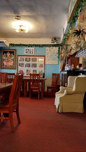 Inside the restaurant at Sumathi Indian Restaurant in Belize City