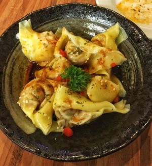 Chilli dumplings - excellent  at Kuan Yin Tea House in Southport