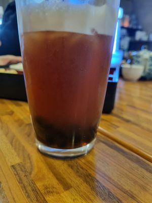 Bubble Tea: Strawberry black tea with pearls at Kuan Yin Tea House in Southport