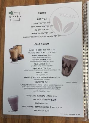 menu October 2024  at Kuan Yin Tea House in Southport
