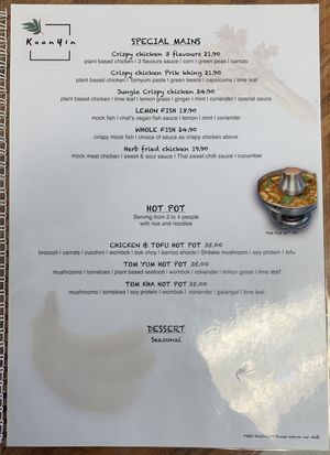 menu October 2024  at Kuan Yin Tea House in Southport