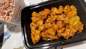 Orange chick’n - highly recommend!! at Veggie House in Las Vegas