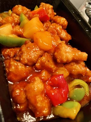 Sweet and sour chick’n - so good!! at Veggie House in Las Vegas