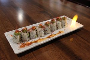 Chef Lee is proud to roll out an all Vegan Sushi menu. 
Candlestick Roll at Veggie House in Las Vegas