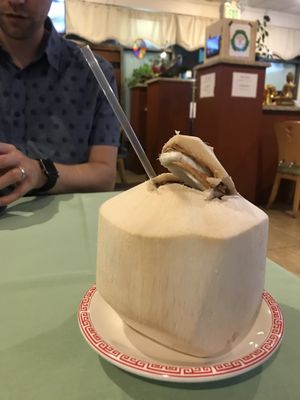 Fresh coconut. Yum! at Veggie House in Las Vegas