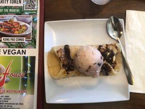 Pancake Banana  with ice cream  at Veggie House in Las Vegas