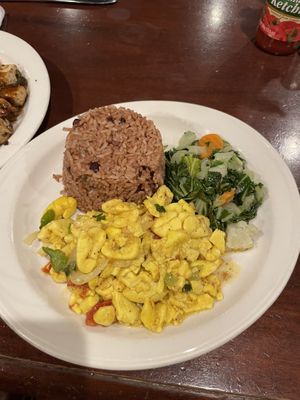 Ackee and rice and peas  at The Pelican Grill in Montego Bay