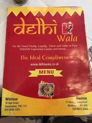 The menu at Delhi Wala in Whitton