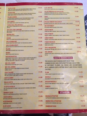 The menu at Delhi Wala in Whitton