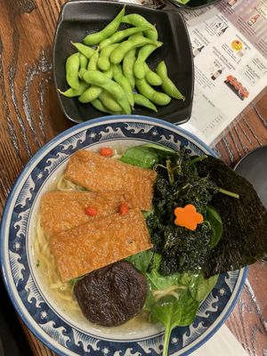 Edamame and zen ramen   at Hinodeya Campbell Town in Campbell