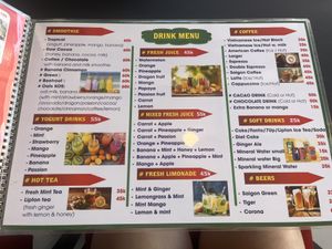 Drinks menu  at King Of Sandwich in Phan Thiet