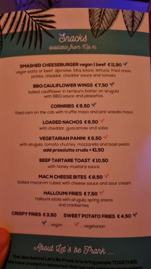 Snack menue at Let‘s be Frank in Vienna