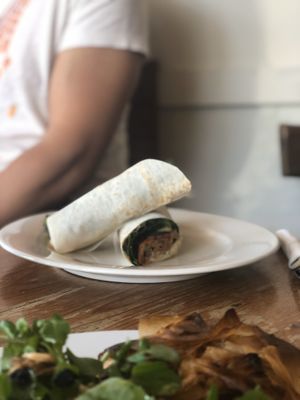 Vegan wrap with hummus at One Earth Cafe in Willoughby